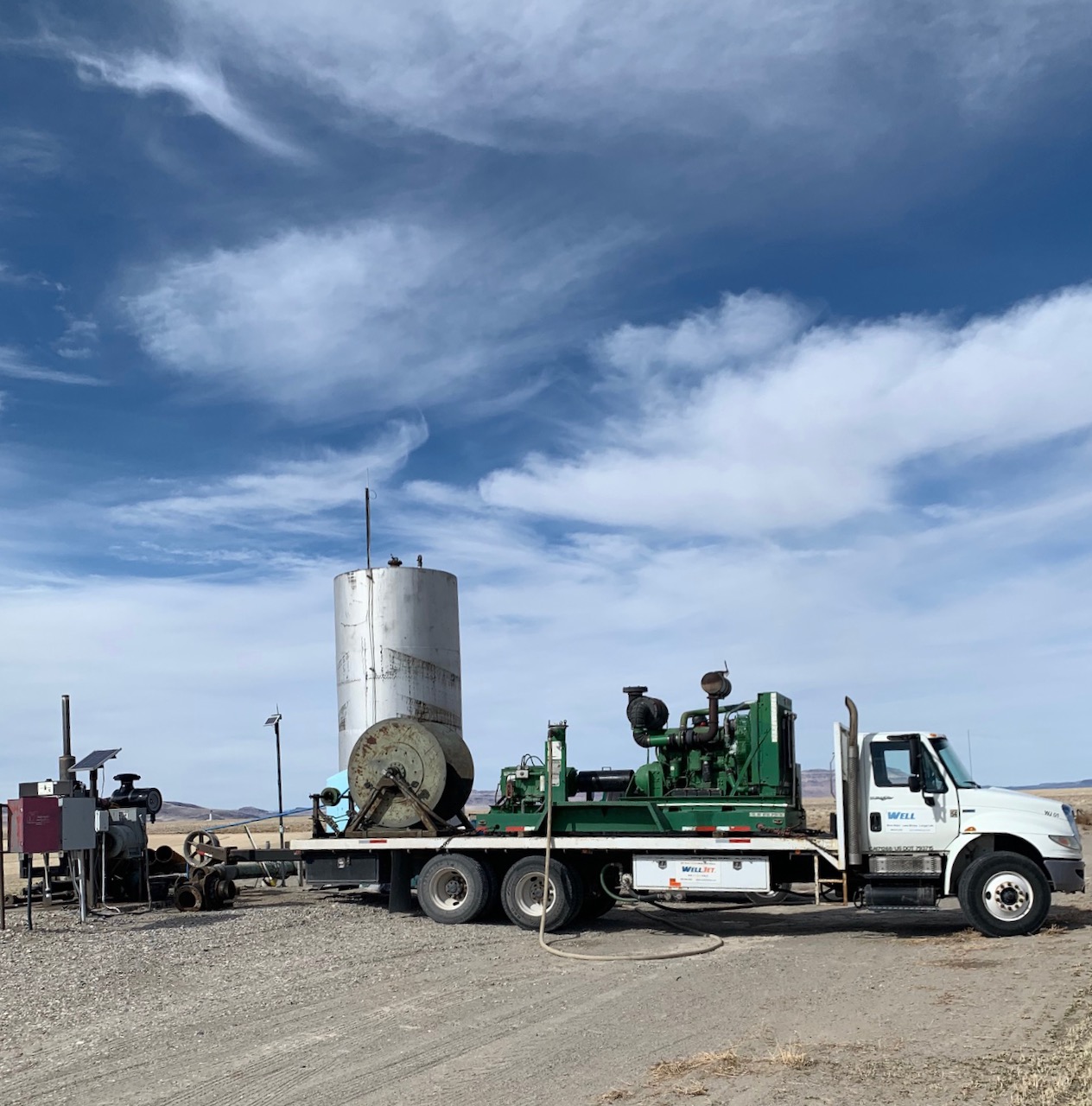 WellJet truck and equipment on site, Railroad Valley Farms.